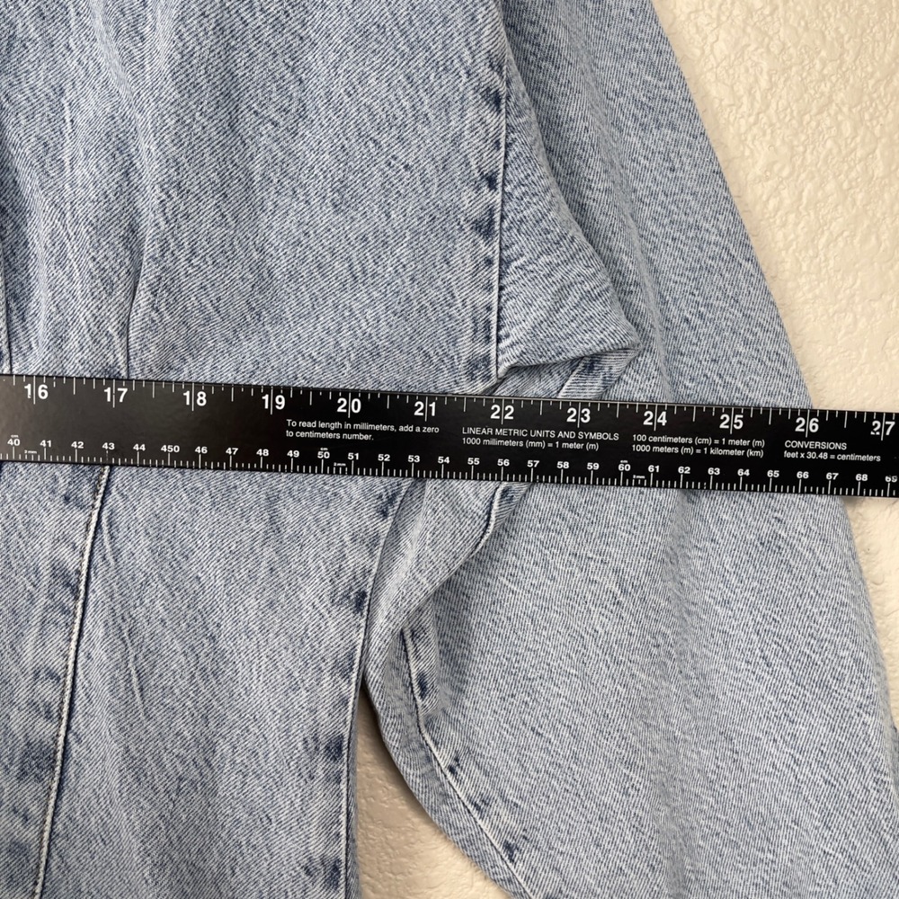 Good American Seamed Long Sleeve Denim Shirtdress Size 4 XL Blue Mini - Picture 14 of 15